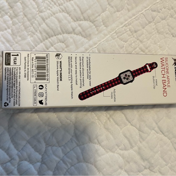 Red and Black Silicone Apple Watch Band - Picture 2 of 2